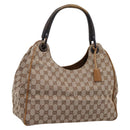 GUCCI GG Canvas Wood Handle Hand Bag Canvas Beige 106494 Auth 200679V-1