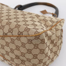 GUCCI GG Canvas Wood Handle Hand Bag Canvas Beige 106494 Auth 200679V-10
