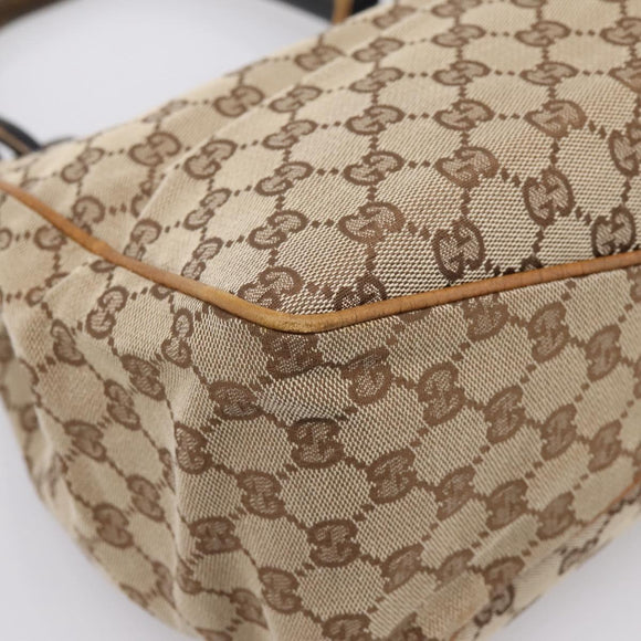 GUCCI GG Canvas Wood Handle Hand Bag Canvas Beige 106494 Auth 200679V