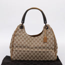 GUCCI GG Canvas Wood Handle Hand Bag Canvas Beige 106494 Auth 200679V-23