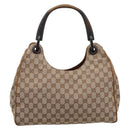 GUCCI GG Canvas Wood Handle Hand Bag Canvas Beige 106494 Auth 200679V-3