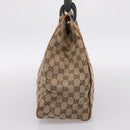 GUCCI GG Canvas Wood Handle Hand Bag Canvas Beige 106494 Auth 200679V-5