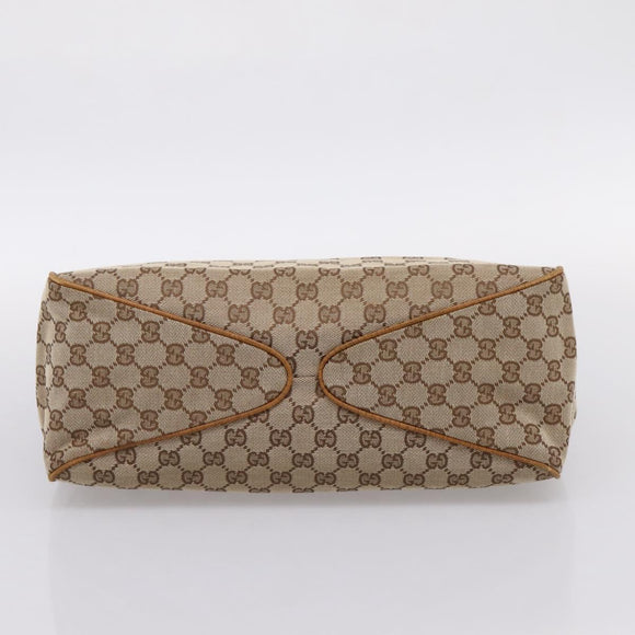 GUCCI GG Canvas Wood Handle Hand Bag Canvas Beige 106494 Auth 200679V