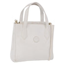 FENDI Hand Bag Leather 2way White Gold Auth 200680-1