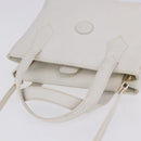 FENDI Hand Bag Leather 2way White Gold Auth 200680-15