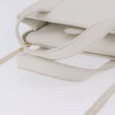 FENDI Hand Bag Leather 2way White Gold Auth 200680-9