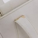 FENDI Hand Bag Leather 2way White Gold Auth 200680-18