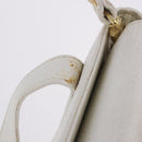 FENDI Hand Bag Leather 2way White Gold Auth 200680-19