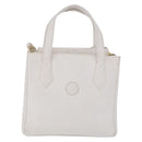 FENDI Hand Bag Leather 2way White Gold Auth 200680-13