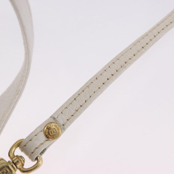 FENDI Hand Bag Leather 2way White Gold Auth 200680