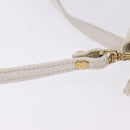 FENDI Hand Bag Leather 2way White Gold Auth 200680-24