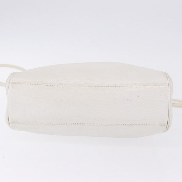 FENDI Hand Bag Leather 2way White Gold Auth 200680