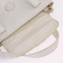 FENDI Hand Bag Leather 2way White Gold Auth 200680-11