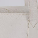 FENDI Hand Bag Leather 2way White Gold Auth 200680-2
