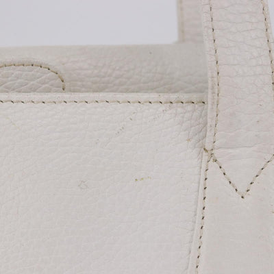 FENDI Hand Bag Leather 2way White Gold Auth 200680 - 0