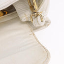 FENDI Hand Bag Leather 2way White Gold Auth 200680-31