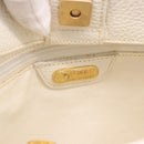 FENDI Hand Bag Leather 2way White Gold Auth 200680-33