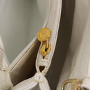 FENDI Hand Bag Leather 2way White Gold Auth 200680-42