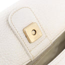 FENDI Hand Bag Leather 2way White Gold Auth 200680-44