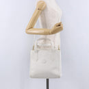 FENDI Hand Bag Leather 2way White Gold Auth 200680-45