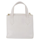 FENDI Hand Bag Leather 2way White Gold Auth 200680-4