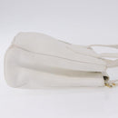 FENDI Hand Bag Leather 2way White Gold Auth 200680-6