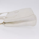 FENDI Hand Bag Leather 2way White Gold Auth 200680-7