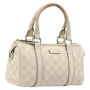 GUCCI GG Canvas Guccissima Boston Bag Leather Ivory Gold 193604 Auth 200681-1