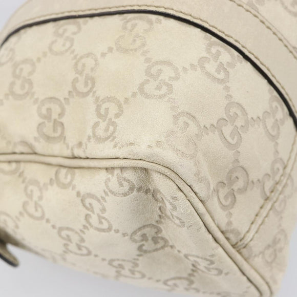 GUCCI GG Canvas Guccissima Boston Bag Leather Ivory Gold 193604 Auth 200681
