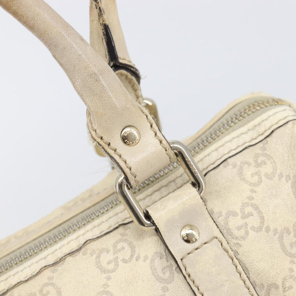 GUCCI GG Canvas Guccissima Boston Bag Leather Ivory Gold 193604 Auth 200681