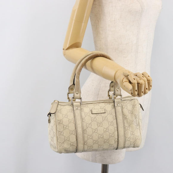 GUCCI GG Canvas Guccissima Boston Bag Leather Ivory Gold 193604 Auth 200681