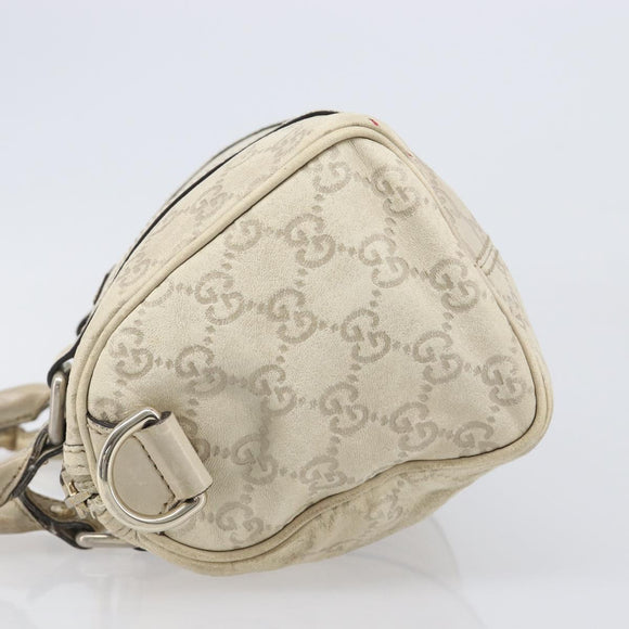 GUCCI GG Canvas Guccissima Boston Bag Leather Ivory Gold 193604 Auth 200681