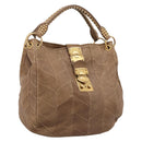 Miu Miu Tote Bag Leather Gold Brown Auth 200683A-1
