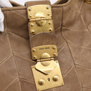 Miu Miu Tote Bag Leather Gold Brown Auth 200683A-14