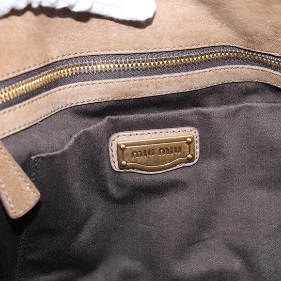 Miu Miu Tote Bag Leather Gold Brown Auth 200683A