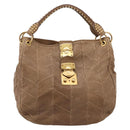 Miu Miu Tote Bag Leather Gold Brown Auth 200683A-2
