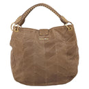 Miu Miu Tote Bag Leather Gold Brown Auth 200683A-3