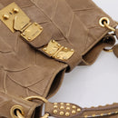 Miu Miu Tote Bag Leather Gold Brown Auth 200683A-6
