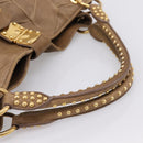 Miu Miu Tote Bag Leather Gold Brown Auth 200683A-7