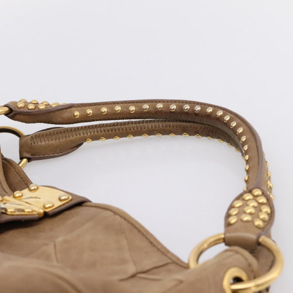 Miu Miu Tote Bag Leather Gold Brown Auth 200683A
