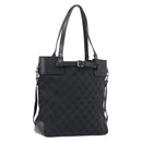 GUCCI GG Canvas Tote Bag Black Silver 107757 Auth 200686-1