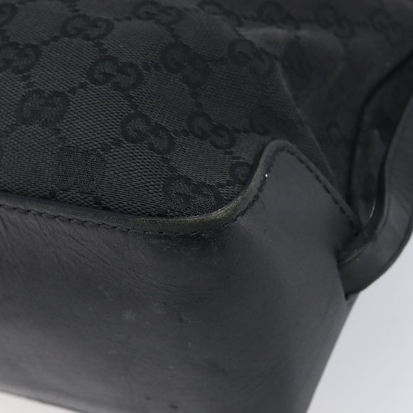 GUCCI GG Canvas Tote Bag Black Silver 107757 Auth 200686