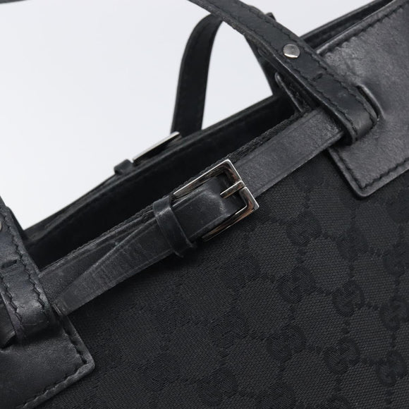 GUCCI GG Canvas Tote Bag Black Silver 107757 Auth 200686