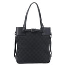 GUCCI GG Canvas Tote Bag Black Silver 107757 Auth 200686-2