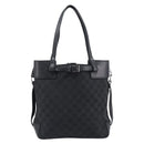 GUCCI GG Canvas Tote Bag Black Silver 107757 Auth 200686-3