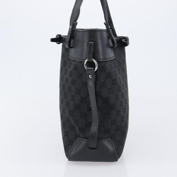 GUCCI GG Canvas Tote Bag Black Silver 107757 Auth 200686