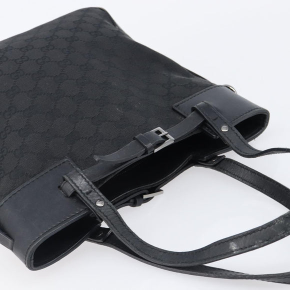 GUCCI GG Canvas Tote Bag Black Silver 107757 Auth 200686