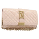 VERSACE Chain Shoulder Wallet Greca Goddess Leather Pink Gold Auth 200687V-1