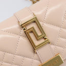 VERSACE Chain Shoulder Wallet Greca Goddess Leather Pink Gold Auth 200687V-18