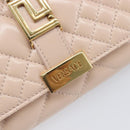 VERSACE Chain Shoulder Wallet Greca Goddess Leather Pink Gold Auth 200687V-19